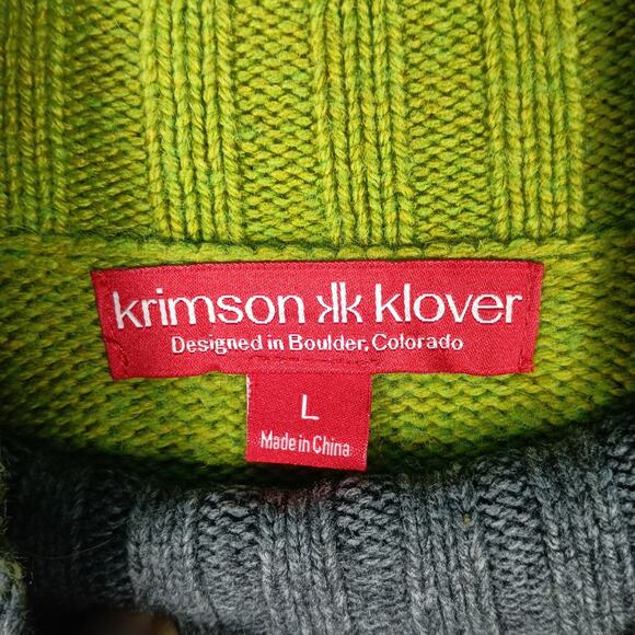 Krimson Klover Sweater Women Large Green Gray Gemini Droptail Merino Alpaca - Picture 2 of 9